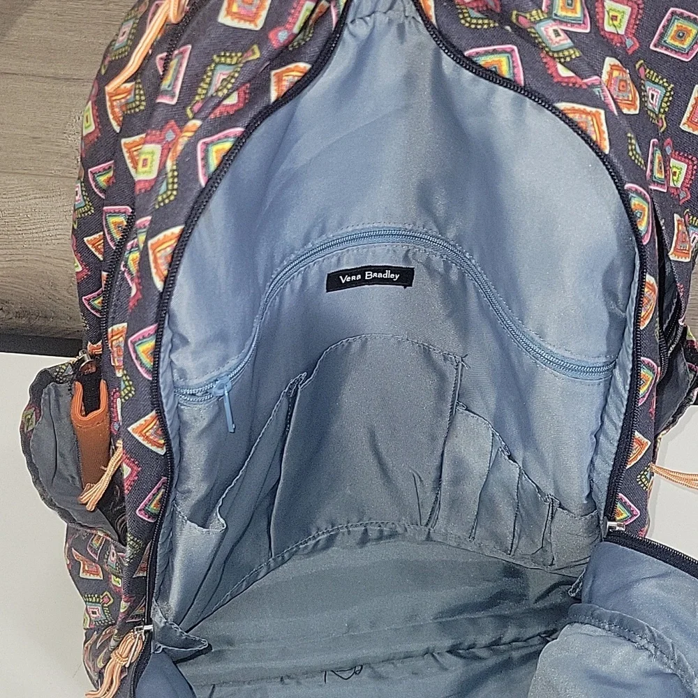 Vera Bradley Mini Medallions Backpack with Blue Multicolor Diamond Pattern